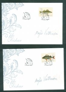 Aland. 2008 2  FDC. Fish Pike - Perch Zander. Paintings. Signature, Sc.# 270-271