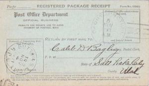 United States Utah Cache Junction 1911 doane 3/2  1891-1922  Registry receipt...