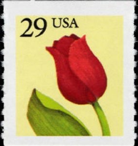 1991 29c Red Tulip, Coil, Rouletted Scott 2525 Mint F/VF NH