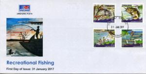 Zimbabwe 2017 FDC Fishing 4v Set Cover Fish Fishes Lakes Mutirikwi Mayame Stamps 