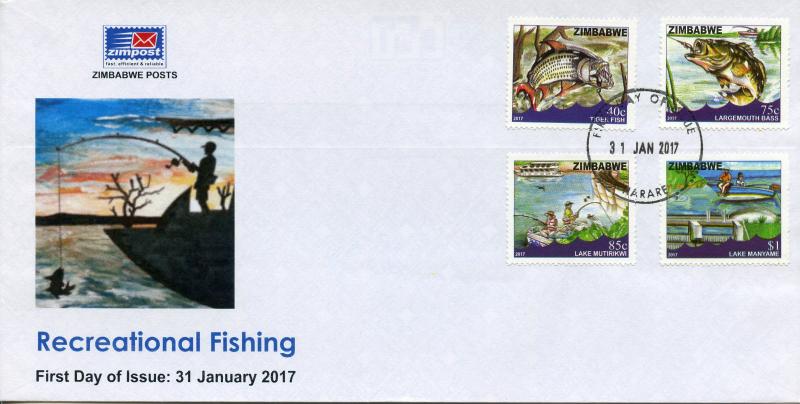 Zimbabwe 2017 FDC Fishing 4v Set Cover Fish Fishes Lakes Mutirikwi Mayame Stamps 