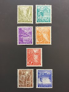 Switzerland 219-225 F-VF MH. See note. Scott $ 35.20