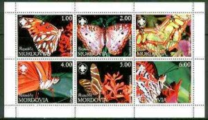 MORDOVIA - 1999 - Butterflies - Perf 6v Sheet - Mint Never Hinged -Private Issue