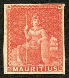 Mauritius SG28 1858 (6d) Vermilion M/M Cat 70 Pounds