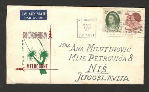 AUSTRALIA TO SERBIA-AIRMAIL LETTER-PRE DECIMAL STAMPS-1963.
