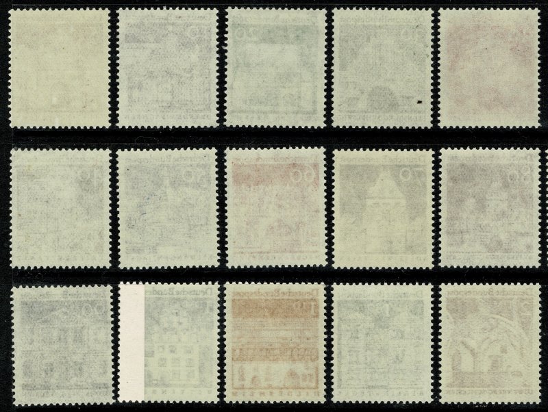 GERMANY 1964 GERMAN ARCHITECTURE DARK BACKGROUND SET SG1367-81 MINT (NH) SUPERB