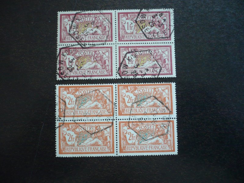 Stamps - France - Scott# 125,127 - Used Blocks of 4 Stamps