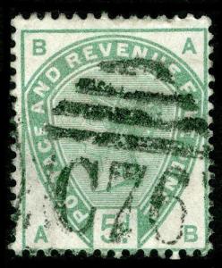 SG193, 5d dull green, good USED. Cat £185. C76. AB