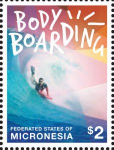 Micronesia 2014 - Body Boarding Ocean Waves - Single Stamp - Scott #1098 - MNH