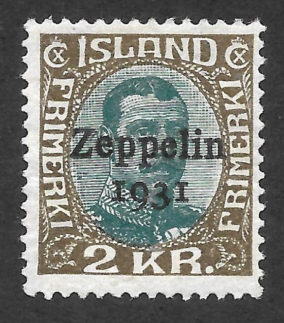 Doyle's_Stamps: 1931 MH Iceland Zeppelin Flight Airmails, Scott #C9* to #C11*