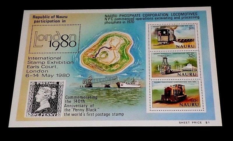 NAURU #216a 1980, LONDON 80, SOUVENIR SHEET, MNH, NICE! LQQK