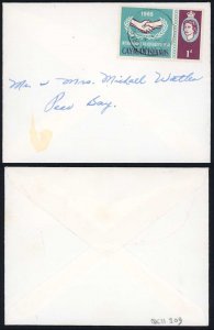 Cayman Islands 1965 1d Co-operation Year single franking posted locally