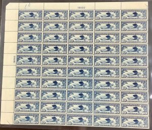 C10  Lindbergh Airmail MNH 10 c Sheet of 50  1927  F/VF