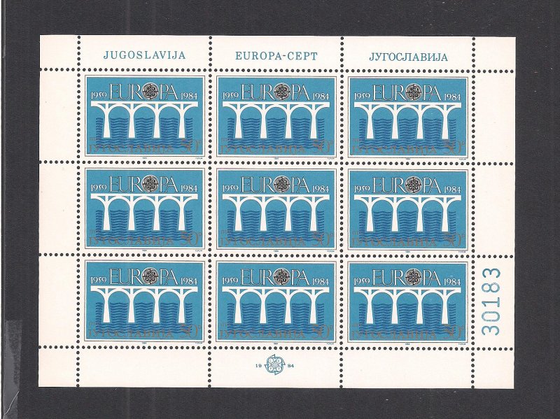 YUGOSLAVIA  SC# 1679  MINISHEET/9  FVF/MNH  1984