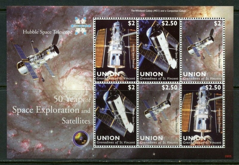 UNION ISLAND  50 YEARS OF SPACE EXPLORATION & SATELLITES HUBBLE   SHEET MINT NH