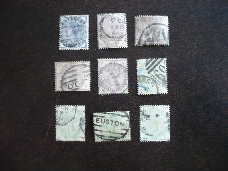 Stamps - Great Britain - Scott# 98-105,107 - Used Part Set of 9 Stamps