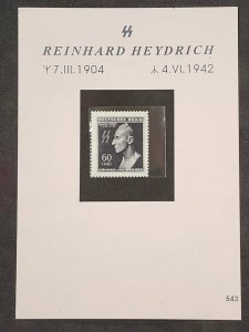 WW2 WWII German Third Reich NSDAP Reinhard Heydrich death mask stamp w card MNH