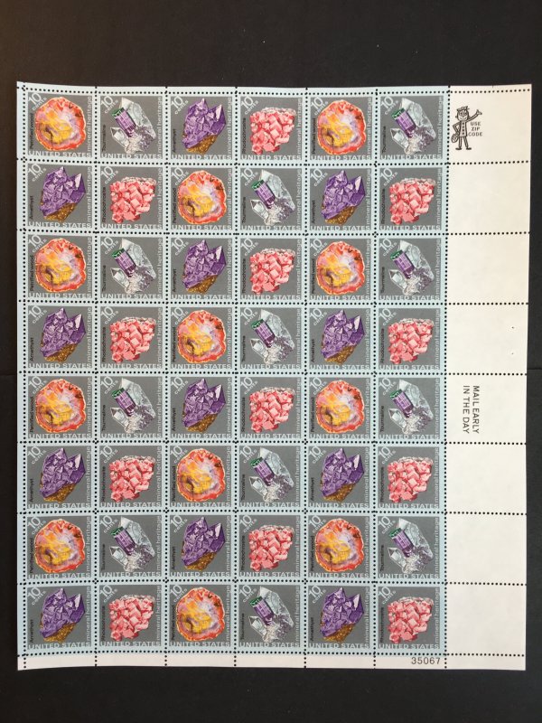 1974 sheet of stamps, Mineral Heritage Sc #1538-41