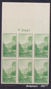 BOBPLATES US #756 Yosemite Full Top Plate Block F21247 XF MNH SCV= $4.5