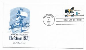 US 1416 6c Christmas Toy Horse on FDC Artmaster Cachet Unaddressed ECV $7.50