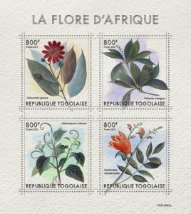 Togo - 2021 African Flora, African Tulip Tree - 4 Stamp Sheet - TG210307a