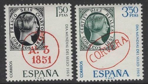 SPAIN SG1980/1 1969 WORLD STAMP DAY MNH 