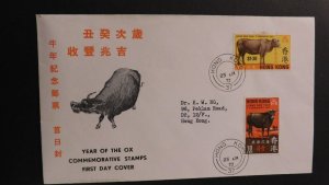 1973 Lunar New Year Official FDC First Day Cover Hong Kong Local Use Year of Ox
