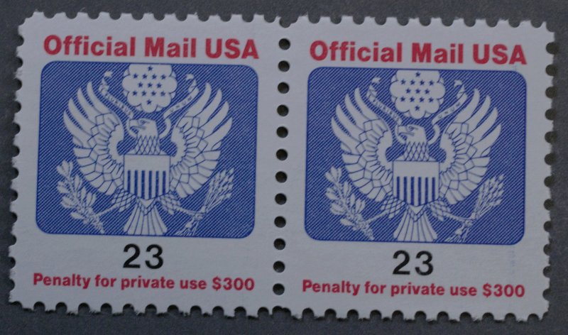 United States #O148 23 Cent Official Eagle Pair MNH