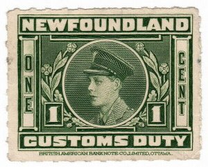 (I.B) Canada Revenue : Newfoundland Customs Duty 1c