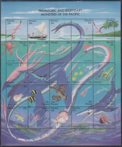 PALAU Sc # 318a-y CPL MNH SHEET of 25 PREHISTORIC SEA CREATURES