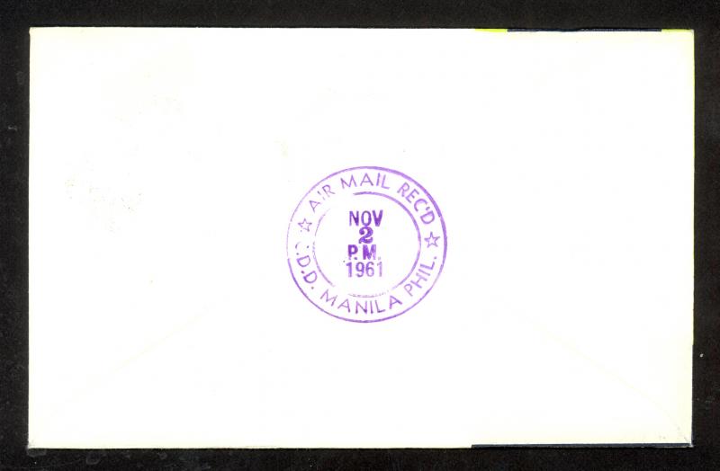 PAKISTAN 1961 BOAC COMET 4 FFC KARACHI to MANILA PHILIPPINES Cover