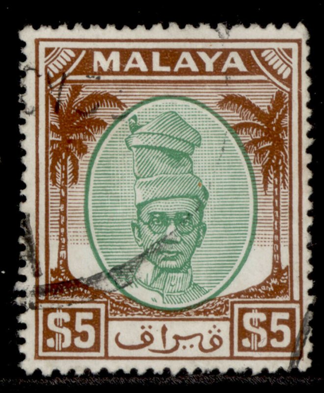 MALAYSIA - Perak GVI SG148, $5 green & brown, FINE USED. Cat £32.