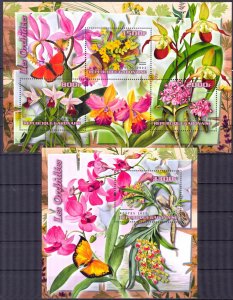 Gabon 2022 Flowers Orchids Butterflies Sheet + S/S MNH