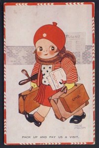 POSTAL HISTORY - Art Deco - cute girl - CHLOE PRESTON artist POSTCARD