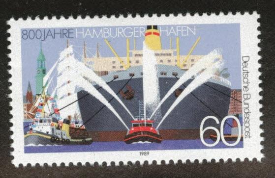 Germany Scott 1575  MNH** 1989 Hamburg Harbor ship stamp