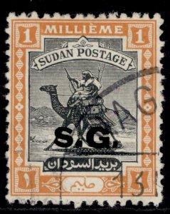 SUDAN GVI SG O43, 1m black & orange, FINE USED.