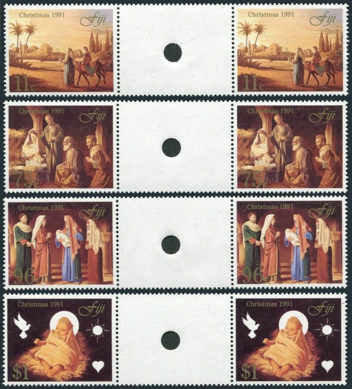 Fiji 649-652 gutter,MNH.Michel 644-647. Christmas 1991.Jesus,Bird.