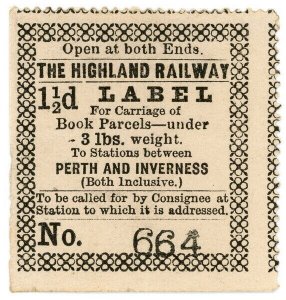 (I.B) The Highland Railway : Book Parcel 1½d (Perth & Inverness)