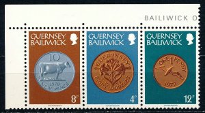 Guernsey #176 180 184 Strip of 3 MNH