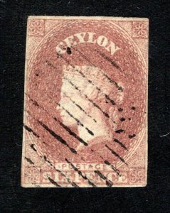 Ceylon #2   VF, Used, Wmk. 6, Queen Victoria, CV $575.00 ....  1290002