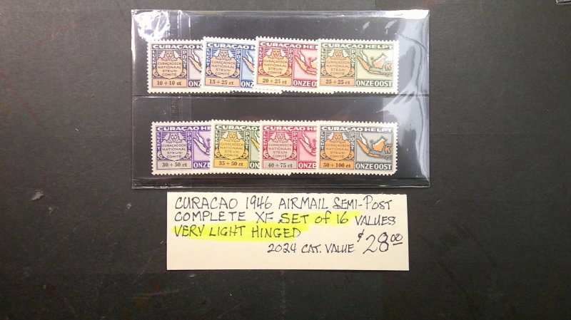 Netherlands Antilles 1946 Airmail Semi-Post. Scott# CB21-CB36 VLH complete (16)