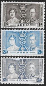 Aden 13-15 Unused/Hinged Hinge Remnant - George VI Coronation