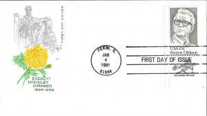 1981 FDC, #1874, 15c Everett Dirksen, 4 diff. cachets