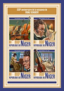 NIGER - 2017 - Franz Schubert - Perf 4v Sheet - Mint Never Hinged