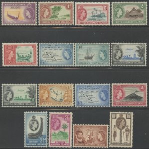 SOLOMON IS. Sc#89-104 1956-60 QEII 1st Definitives Scenes OG Mint Lightly Hinged