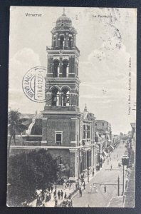 1912 Veracruz Mexico RPPC Postcard Cover To Switzerland Church View