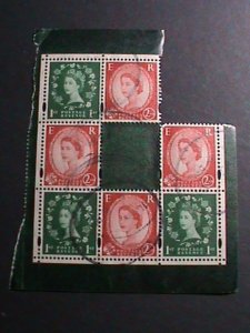 GREAT BRITAIN  1952 SC#294-5 QUEEN ELIZABETH II  USED S/S WITH 7 STAMPS -RARE