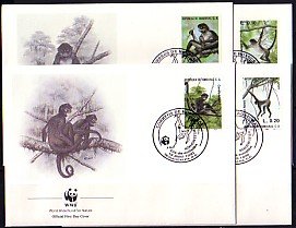 Honduras, Scott cat. C789-C792. W.W.F. Monkeys shown. 4 First day covers. ^