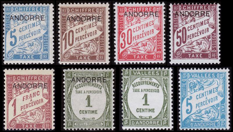 French Andorra Scott J1//J17 (1931-41) Mint H F-VF, CV $24.45