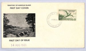 Australia NORFOLK ISLAND 1961 FDC 10s High Value BIRDS First Day Cover YE148